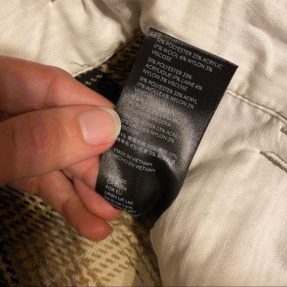 FREE PEOPLE Kye Wool Plaid High Rise Trousers Pants (Size 2) - Picture 6 of 6